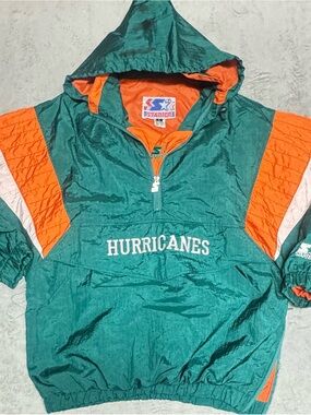 Vintage 90’s Miami Hurricanes Light Pullover Starter Jacket Size Large
